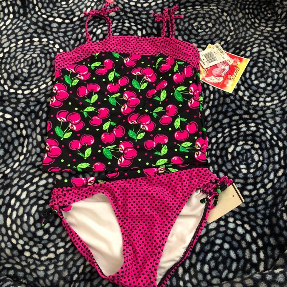 Cherry Tankini Girls Swimsuit size 10